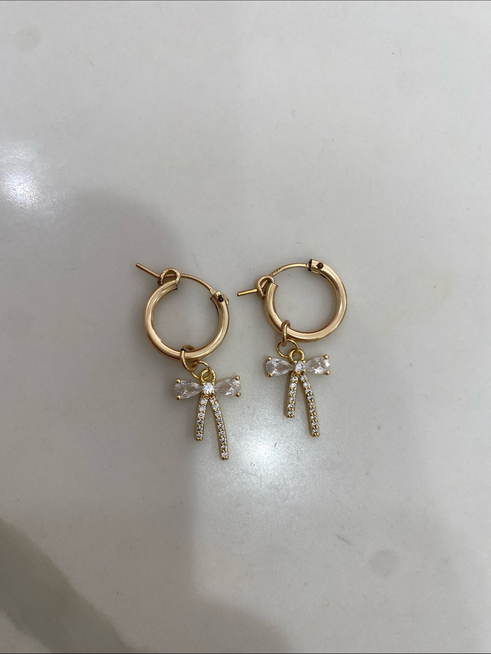 Gold Bow Charm Hoop Earrings - Women's Jewelry